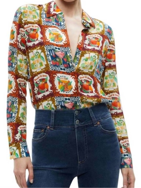 Alice + Olivia Tops - New Alice + Olivia Willa Summer Day Shirt Blouse Fruit Drinks Cocktails Tea L